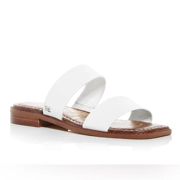 Sam Edelman Haydee Slide Flat Sandals White Leather Size 7.5 - Picture 1 of 7